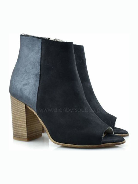 Paola Ferri Suede Women's Chelsea Boots with High Heel Black