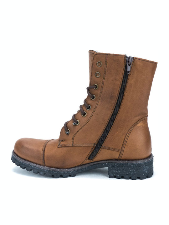 Leather Women's Ankle Boots Tabac Brown