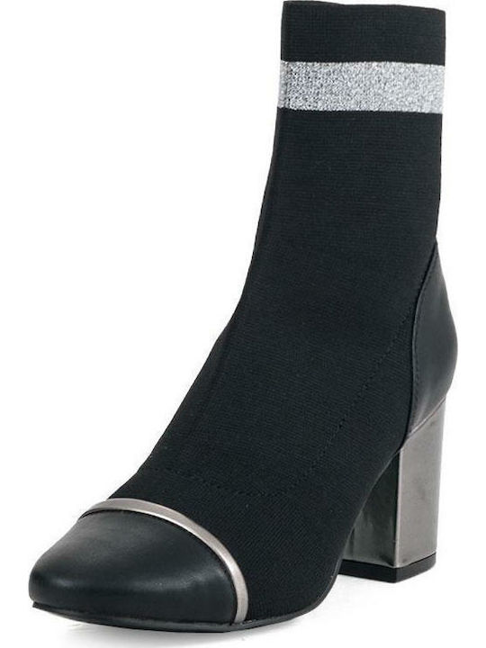 Gioseppo Damen Chelsea Stiefeletten mit hohem Absatz Black Silver