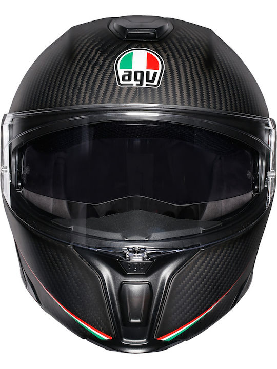 AGV Sportmodular Flip-Up Helmet with Pinlock and Sun Visor DOT / ECE 22.05 1340gr Tricolore Matt Carbon/Italy