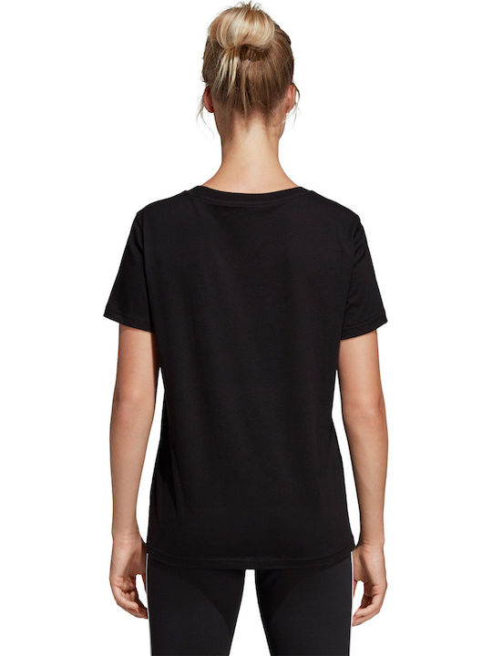 Adidas Essentials Linear Αθλητικό Γυναικείο T-shirt Μαύρο με Στάμπα
