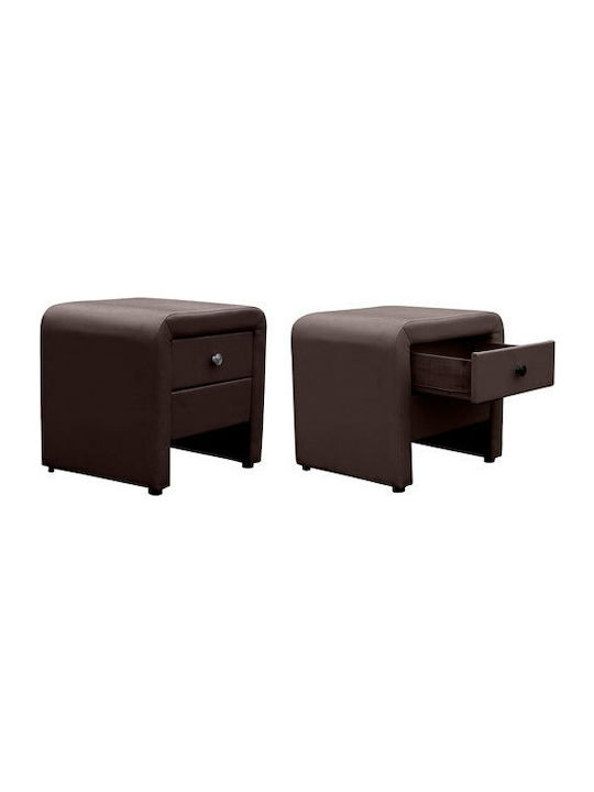 Bedside Table with Artificial Leather Brown 45x38x42cm