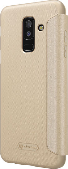 Nillkin Sparkle Buchen Sie Synthetisches Leder Gold (Galaxy A6+ 2018)