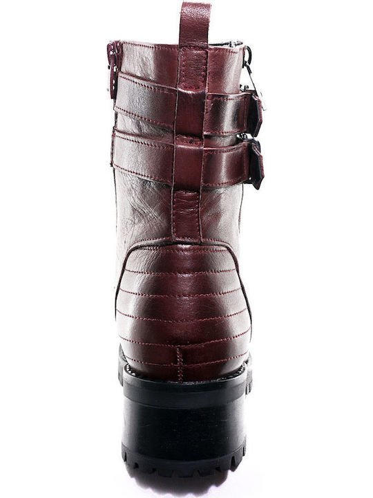 301 Leather Women's Ankle Boots Burgundy