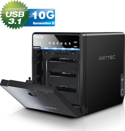Fantec QB-35U31 Case for 4 Hard Drives 2.5" / 3.5" SATA III with Connection USB 3.1