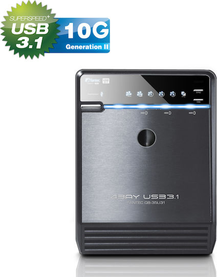 Fantec QB-35U31 Case for 4 Hard Drives 2.5" / 3.5" SATA III with Connection USB 3.1