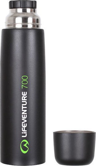 Lifeventure Flask Flasche Thermosflasche Rostfreier Stahl 700ml Schwarz mit Kappenbecher