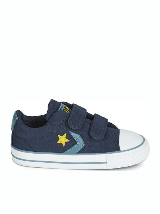 Converse Player 2V OX Kids Sneakers for Boys with Hoop & Loop Closure Navy Blue