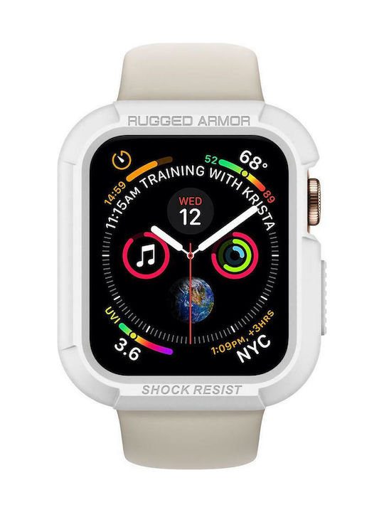 Spigen Rugged Armor Silicone Case in White color for Apple Watch 44mm