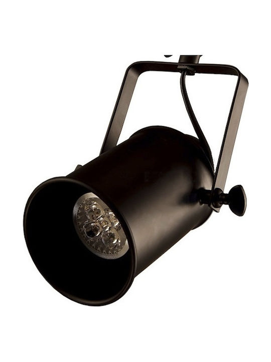 GloboStar Industrial Hollywood Triple Spot with Socket E27 in Black Color