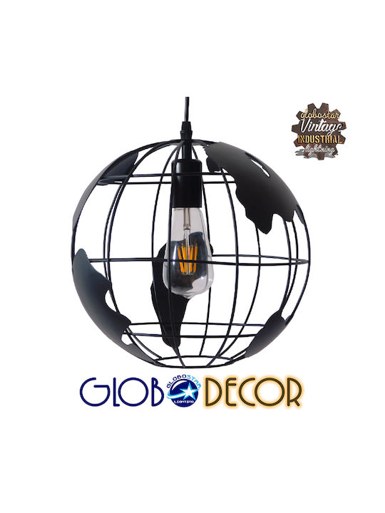 GloboStar Earth Pendant Light Black with Socket E27 30cm