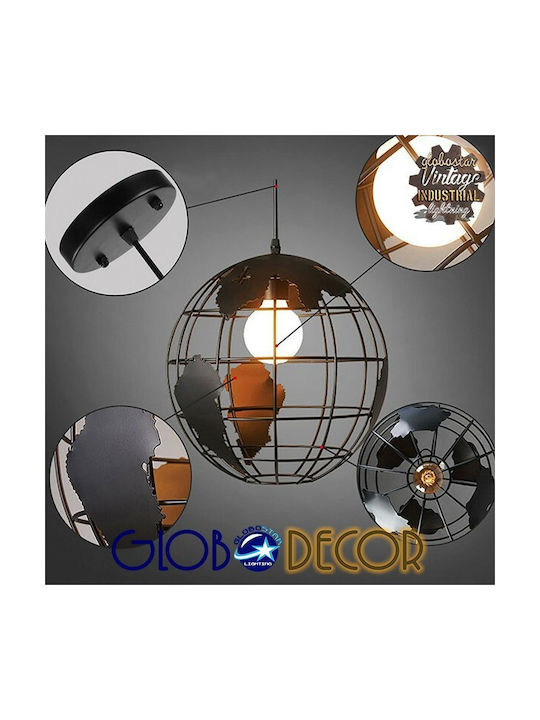 GloboStar Earth Pendant Light Black with Socket E27 30cm