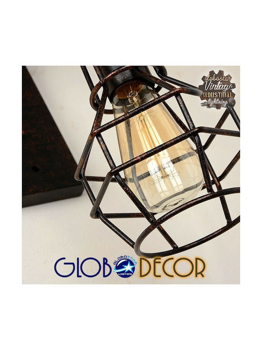 GloboStar Rydon Industrielle Wandleuchte mit Lampenbirnensockel E27 Braune 15x15x15cm