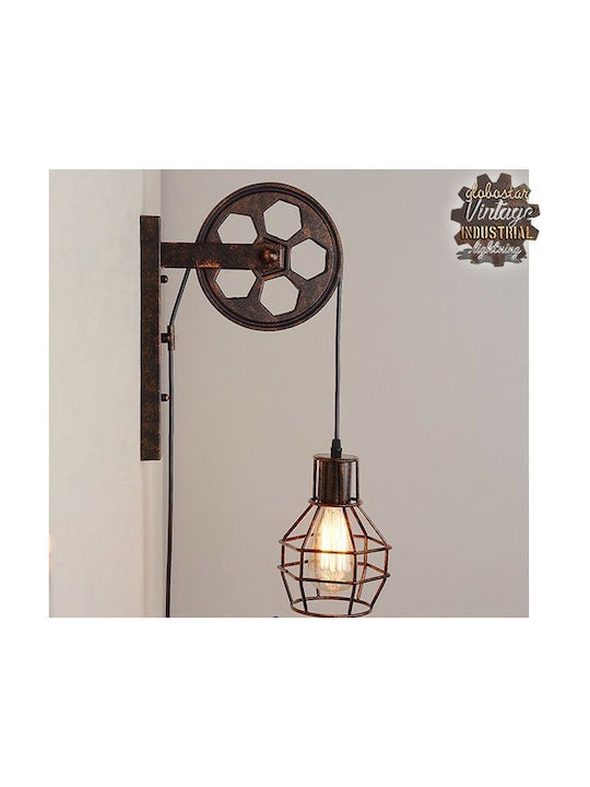 GloboStar Rydon Industrielle Wandleuchte mit Lampenbirnensockel E27 Braune 15x15x15cm