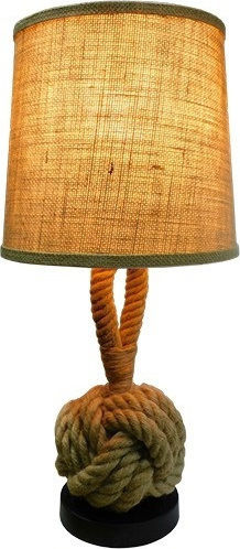GloboStar Monkey Fist Vintage Table Lamp from Rope for Socket E27 with Beige Shade and Brown Base