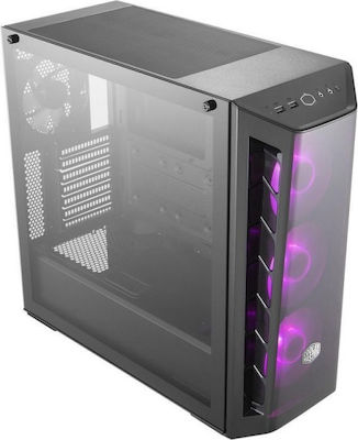 CoolerMaster MasterBox MB520 Gaming Midi Tower Κουτί Υπολογιστή με Πλαϊνό Παράθυρο και RGB Φωτισμό Μαύρο