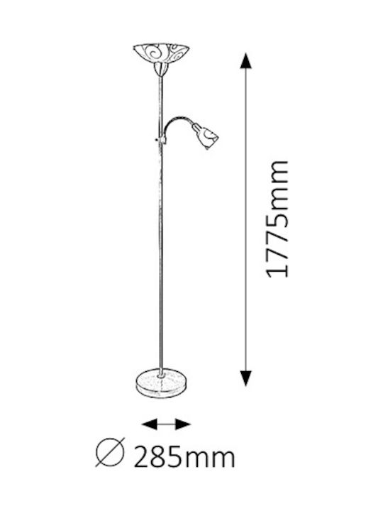 Rabalux Harmony Lux Floor Lamp H177xW28cm. with Socket for Bulb E27 Silver