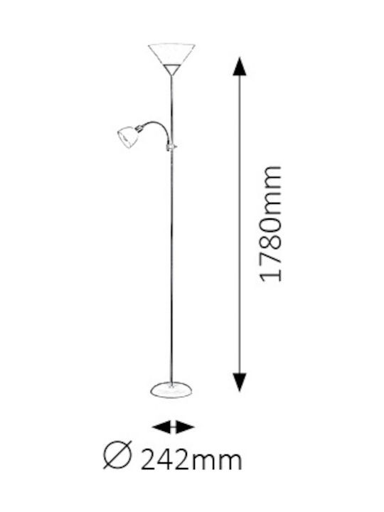 Rabalux Action Κλασικό Φωτιστικό Δαπέδου Υ178xΜ24.2εκ. με Ντουί για Λαμπτήρα E27 σε Καφέ Χρώμα