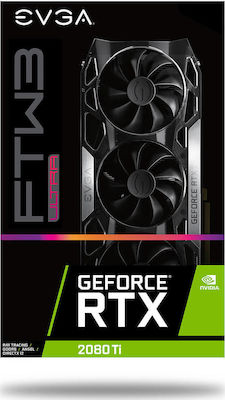 EVGA GeForce RTX 2080 Ti 11GB GDDR6 FTW3 Ultra Gaming Κάρτα Γραφικών PCI-E x16 3.0 με HDMI και 3 DisplayPort