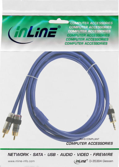 InLine Καλώδιο Ήχου 3.5mm male - RCA male Μπλε 5m 89935P