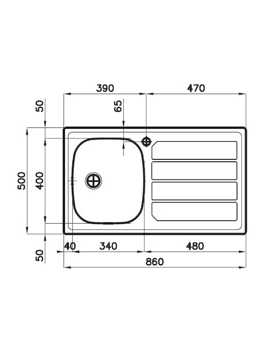 Foster 1000 Ένθετος Νεροχύτης Inox Σαγρέ Μ86xΠ50cm Ασημί