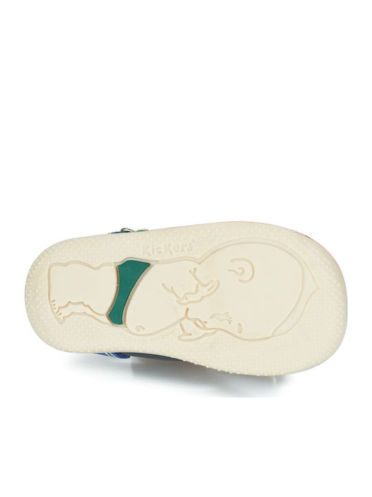 Kids Leather Ballerinas Bonbek with Adjustable Metal Clasp Navy Blue