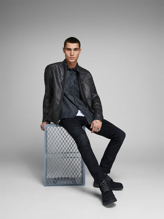 Faux Leather Jacket Biker Black / PU