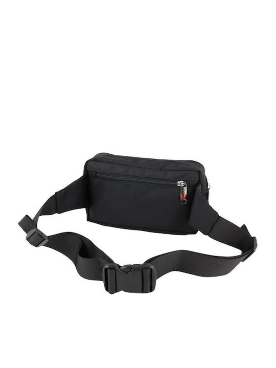 Annie Leather Men's Waist Bag Μαύρο/Μπλε