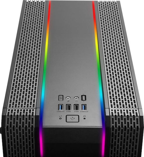 Inter-Tech S-3901 Impulse Gaming Middle Tower Carcasă PC cu Deschidere Laterală și Sistem Iluminare RGB Negru