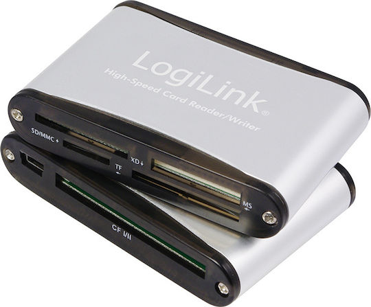 LogiLink Card Reader USB 2.0 για SD/microSD/MemoryStick/CompactFlash/xD Ασημί