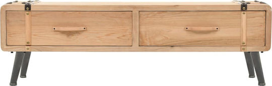 TV Stand Made of Solid Wood Beige L120xD33xH35cm