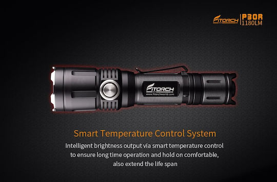 Fitorch Rechargeable Flashlight LED IPX8 with Maximum Brightness 1180lm Black