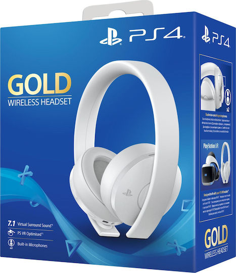 Sony Gold Ασύρματο Over Ear Gaming Headset με σύνδεση 3.5mm / USB Λευκό