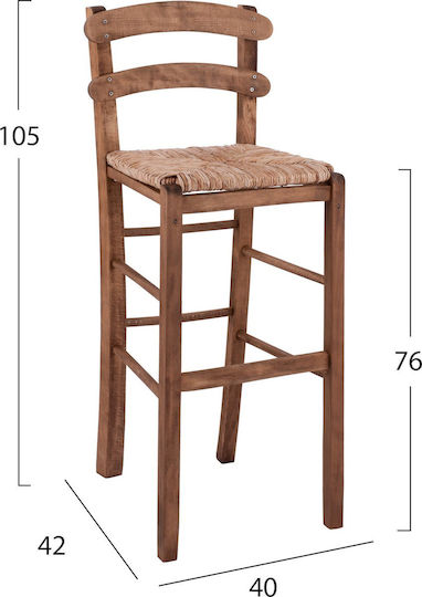 Σκαμπό Μπαρ με Πλάτη Ξύλινο Καρυδί 40x42x105εκ.