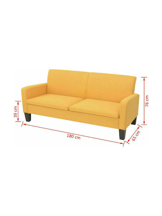Τριθέσιος Καναπές Κίτρινος 180x65x76εκ.