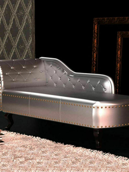 Vintage Ανάκλιντρο Chesterfield από Συνθετικό Δέρμα Γκρι Μ178xΠ60xΥ80εκ.