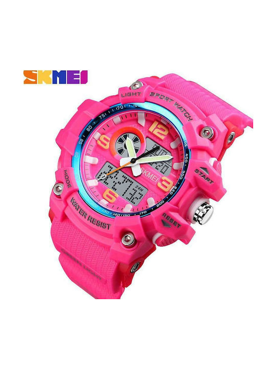 Skmei 1436 Digital Watch Automatic with Fuchsia Fabric Strap 7329