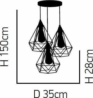 Home Lighting Mila Verstellbare Deckenleuchte Schwarz Raster mit Lampenbirnensockel E27 35x35x150cm