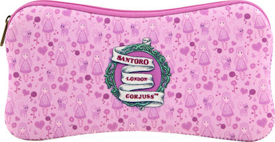 Santoro Fabric Pencil Case Gorjuss Neoprene Accessory Case Tall Tails with 1 Compartment Pink