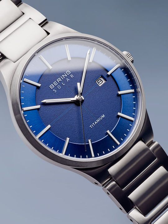 Bering Time Solar Men's Watch 39mm Solar with Silver Stainless Steel Bracelet