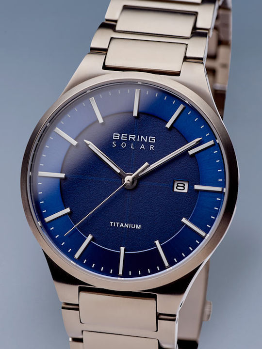 Bering Time Solar Men's Watch 39mm Solar with Silver Stainless Steel Bracelet