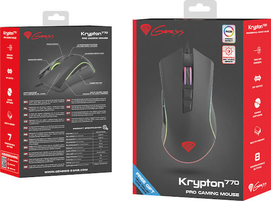 Genesis Krypton 770 RGB Gaming Ποντίκι 12000 DPI Μαύρο