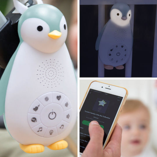 Zazu Zoe Sleep Penguin White Sounds Bluetooth Night Light Blue Rechargeable