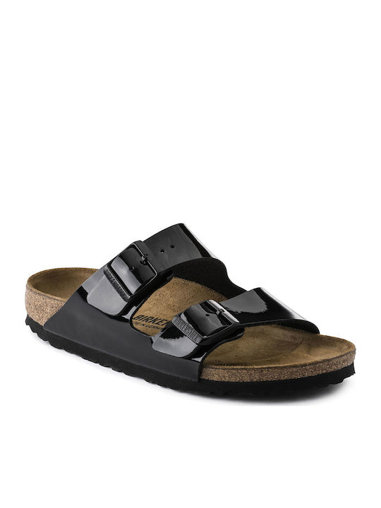 Arizona Birko-Flor Patent Women's Anatomic Black Narrow Fit Sandals