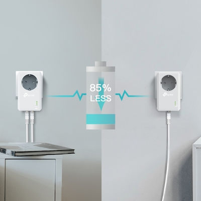 TP-LINK TL-PA4022P KIT v3 Powerline Διπλό για Ενσύρματη Σύνδεση με Passthrough Πρίζα και 2 Θύρες Ethernet
