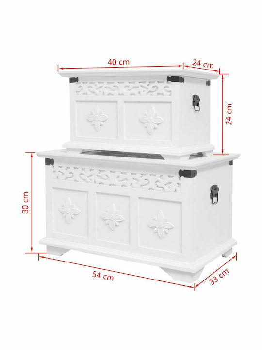 vidaXL Wooden Decorative Trunks Set White 2pcs 54x30x30cm