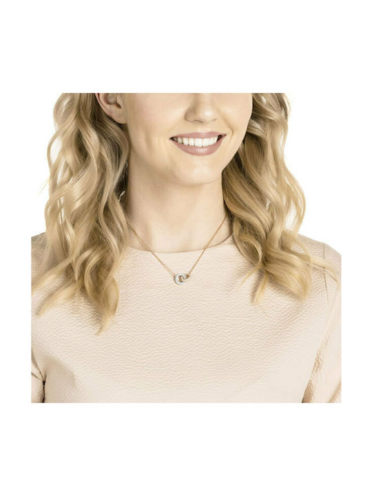Swarovski Stone Interlocking Circular Motifs Necklace Gold Plated