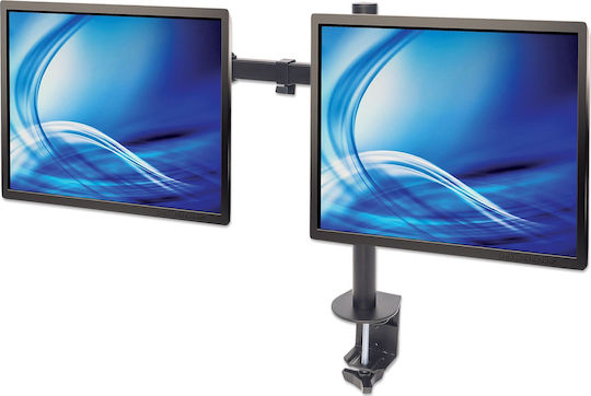 Manhattan Stand Desk Mounted for 2 Monitors up to 32" with Arm (461528)