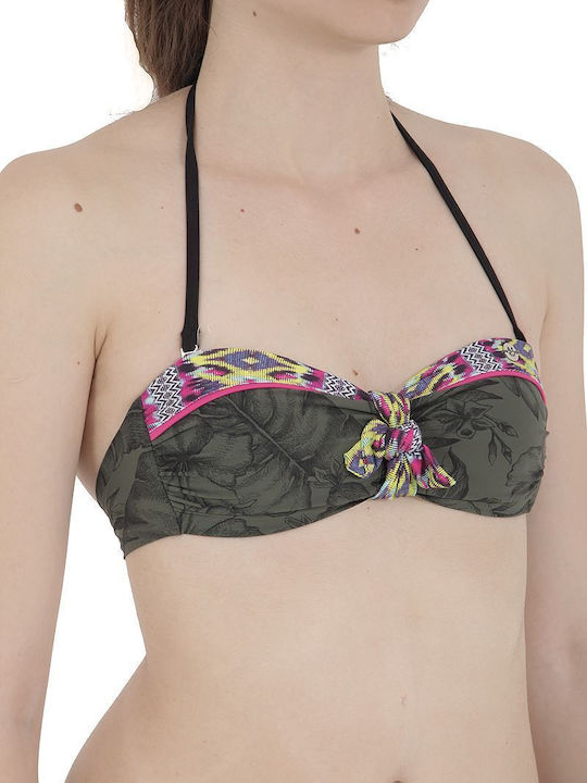 Padded Strapless Bikini Yano Mindanao with Detachable Straps Khaki Floral