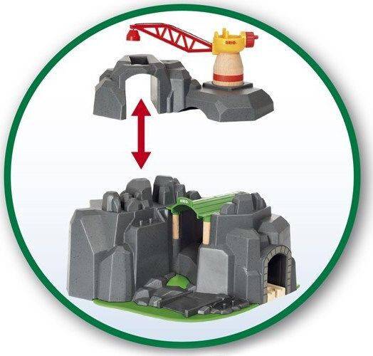 Brio Toys Crane & Mountain Tunnel Πίστα για 3+ Ετών